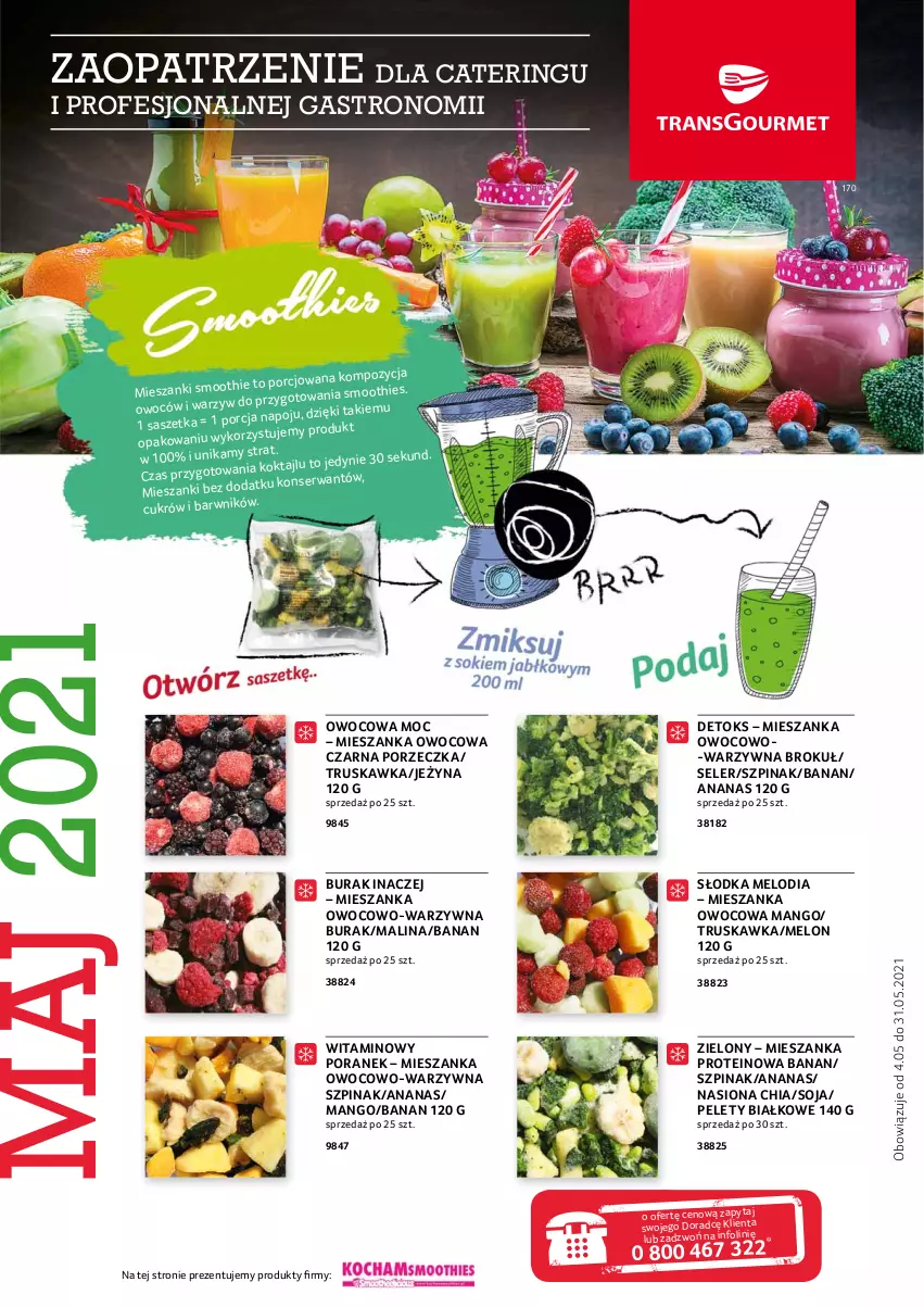 Gazetka promocyjna Selgros - Oferta gastronomiczna - ważna 01.04 do 30.04.2021 - strona 17 - produkty: Ananas, Chia, Mango, Melon, Por, Ser, Smoothie, Szpinak