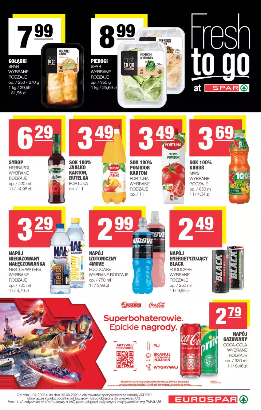 Gazetka promocyjna Spar - EuroSpar - ważna 15.01 do 25.01.2023 - strona 11 - produkty: Coca-Cola, Fa, Fortuna, Herbapol, Kubuś, Lack, Nałęczowianka, Pierogi, Por, Sok, Syrop, Szpinak