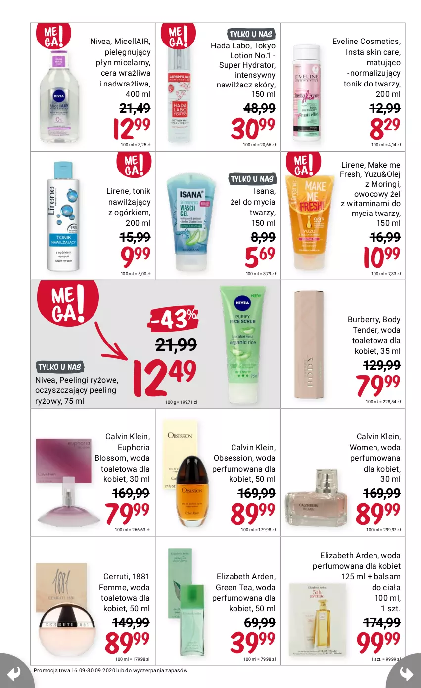 Gazetka promocyjna Rossmann - 16 Września - ważna 16.07 do 30.09.2021 - strona 8 - produkty: Body, Burberry, Calvin Klein, Cerruti, Isana, Lirene, Perfum, SESSIO, Tonik, Tonik do twarzy, Woda, Woda perfumowana, Woda toaletowa