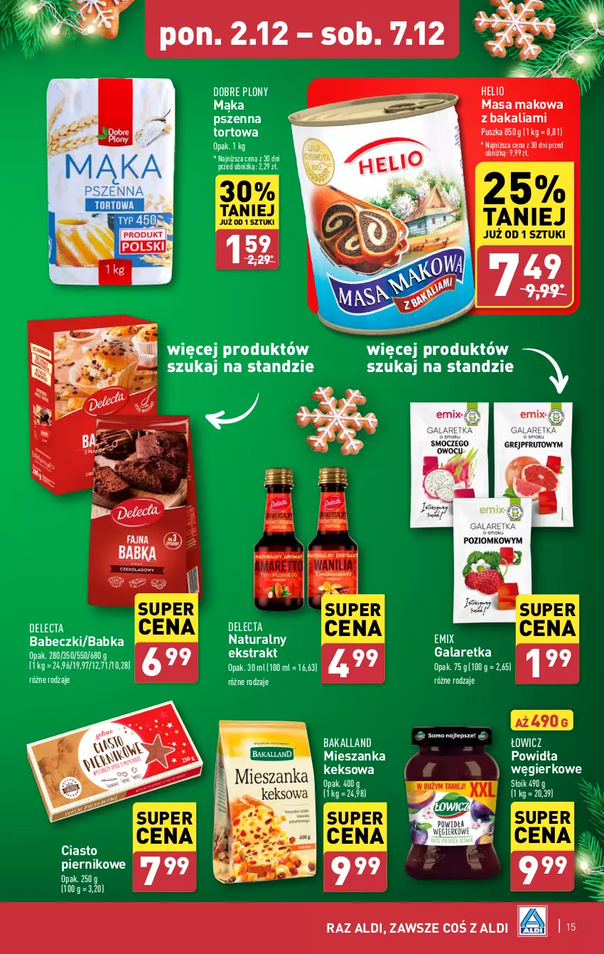 Gazetka promocyjna Aldi - Pełna oferta - ważna 02.12 do 07.12.2024 - strona 15 - produkty: Babeczki, Babka, Bakalland, Delecta, Gala, Galaretka, Helio, Mąka, Mąka pszenna, Piernik