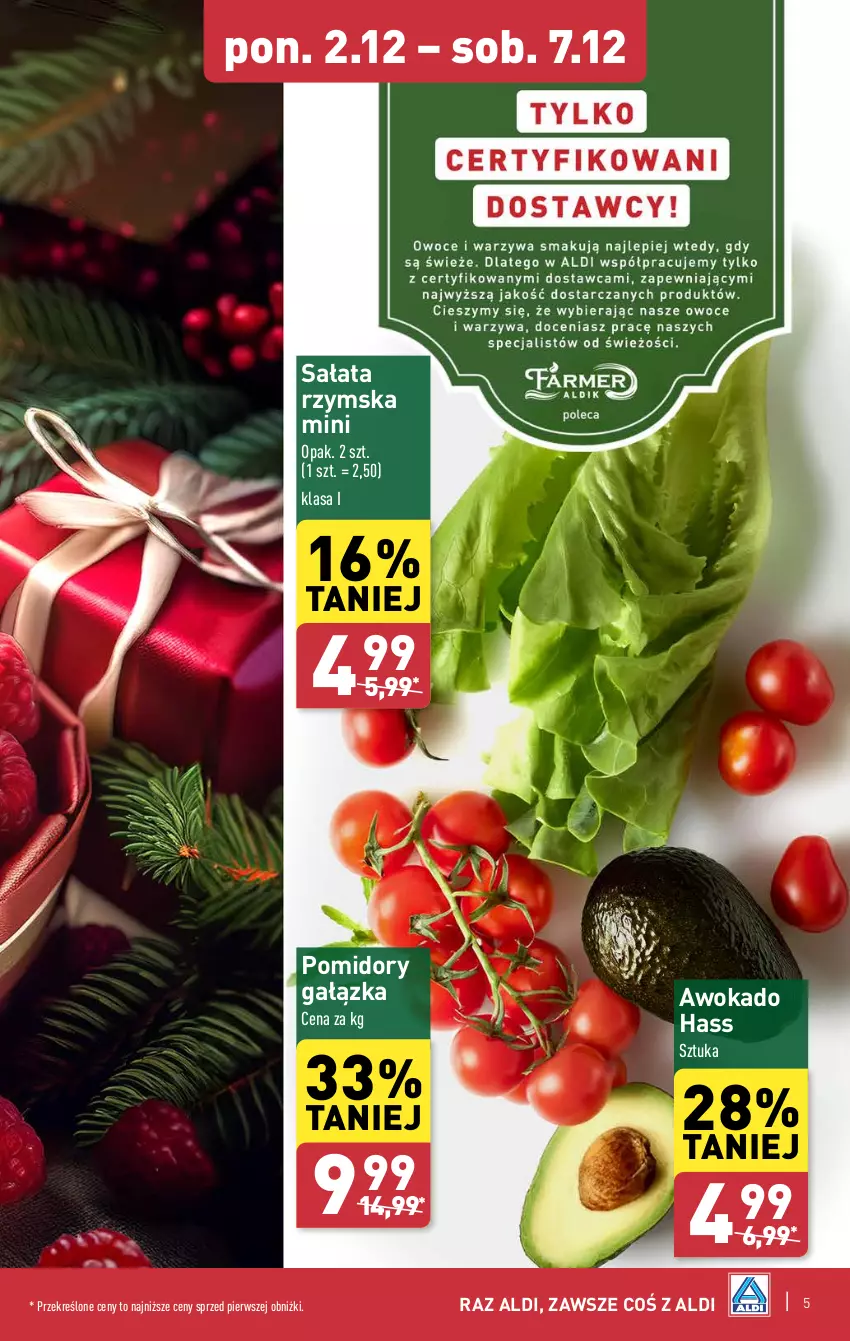 Gazetka promocyjna Aldi - Pełna oferta - ważna 02.12 do 07.12.2024 - strona 5 - produkty: Pomidory, Sałat