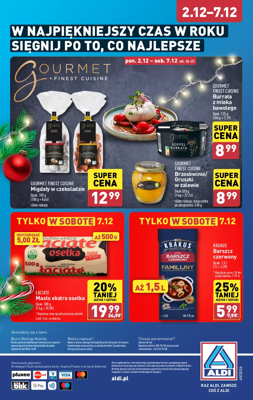 Gazetka promocyjna Aldi - Pełna oferta - ważna 02.12 do 07.12.2024 - strona 52 - produkty: Biuro, Brzoskwinie, Burrata, Gruszki, Krakus, LEGO, Masło, Migdały, Migdały w czekoladzie, O nas, Por