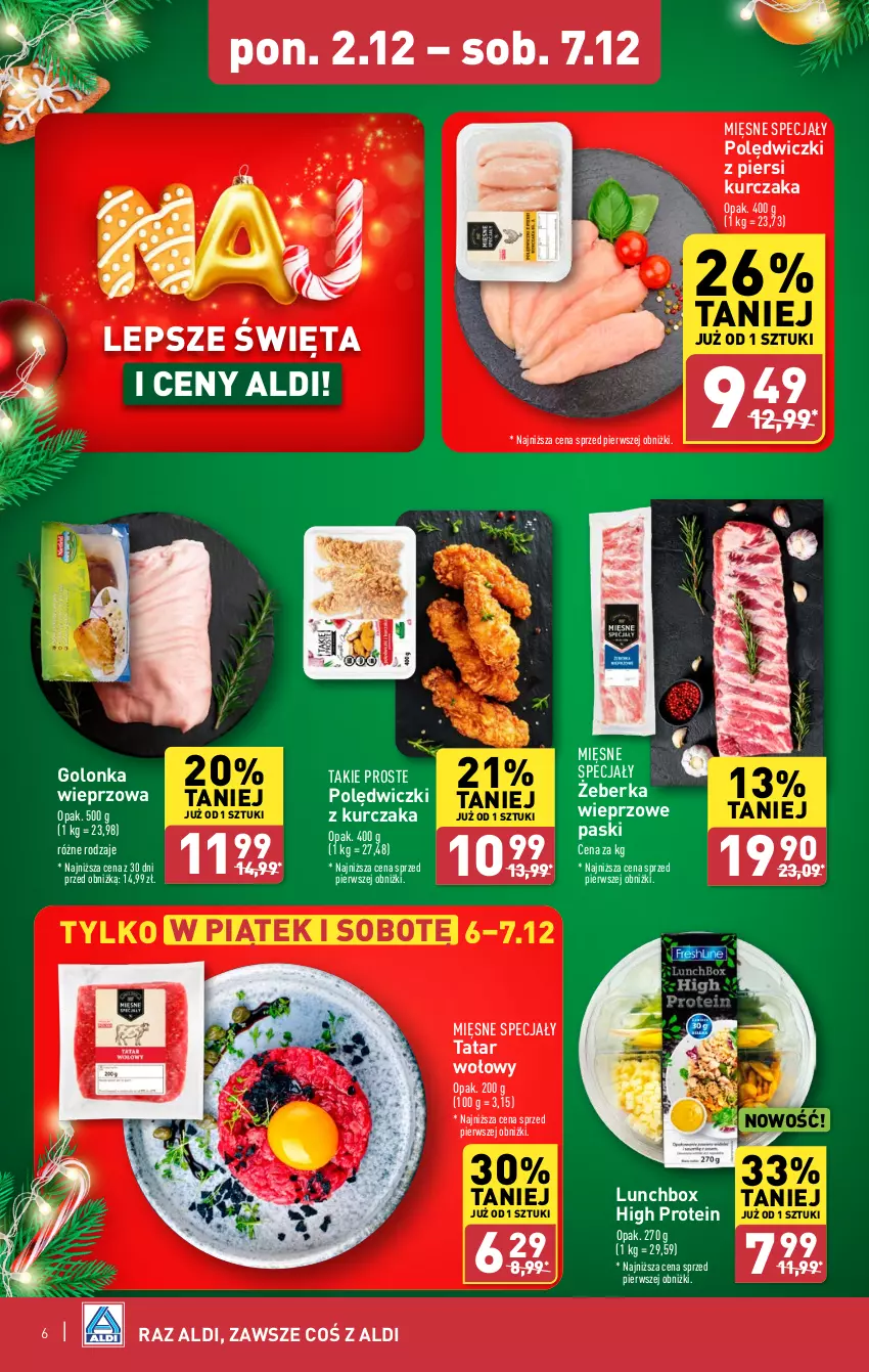 Gazetka promocyjna Aldi - Pełna oferta - ważna 02.12 do 07.12.2024 - strona 6 - produkty: Golonka wieprzowa, Kurczak, Mięsne specjały, Polędwiczki z kurczaka, Tatar wołowy