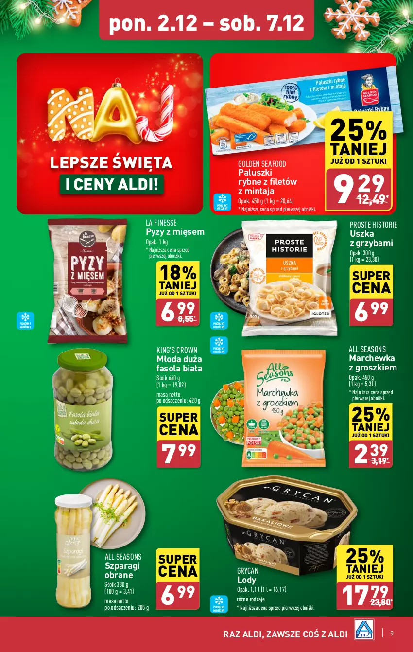 Gazetka promocyjna Aldi - Pełna oferta - ważna 02.12 do 07.12.2024 - strona 9 - produkty: All Seasons, Fa, Fasola, Golden Seafood, Gry, Lody, Marchewka, Mintaj, Paluszki rybne