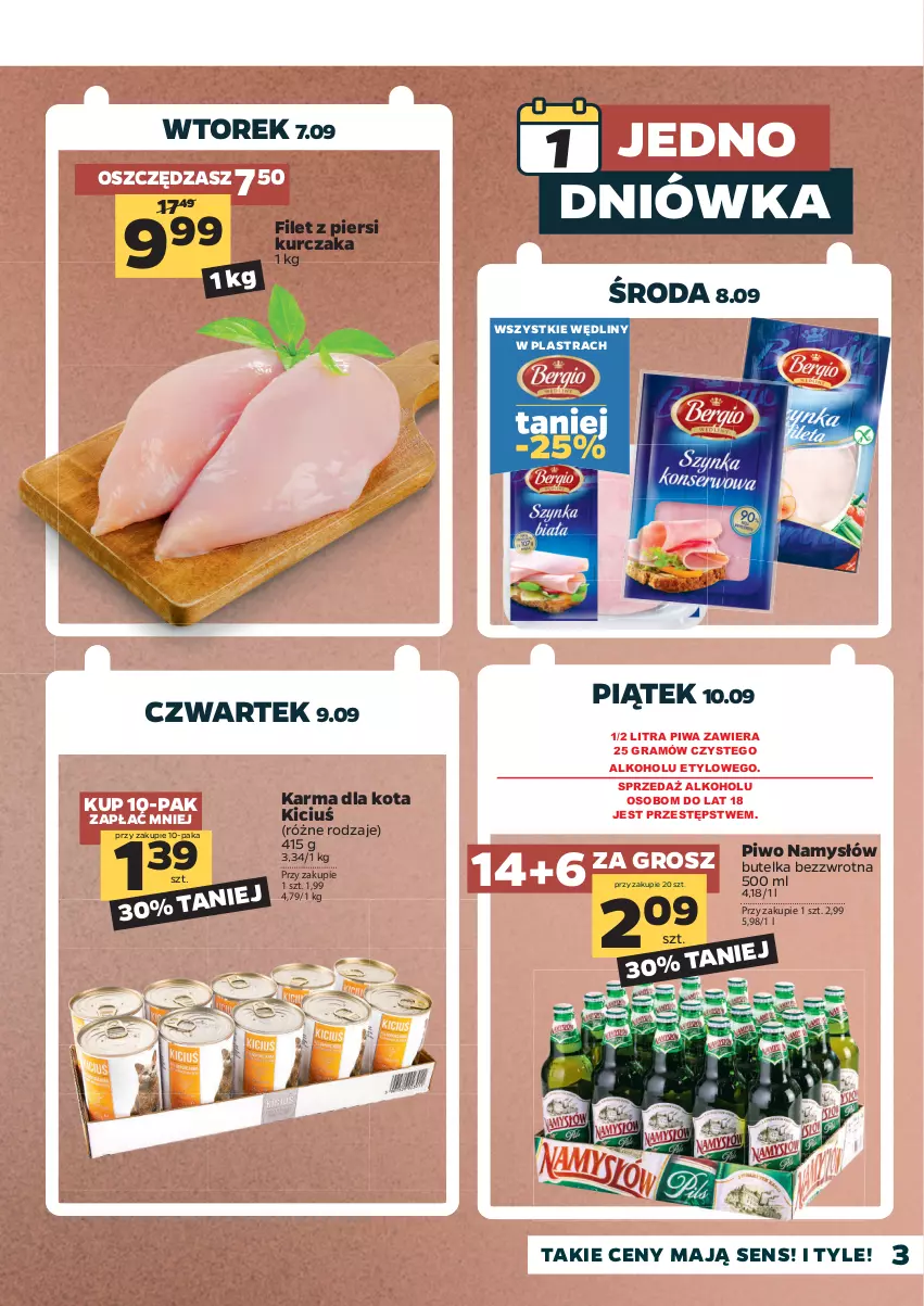 Gazetka promocyjna Netto - Gazetka spożywcza - ważna 06.09 do 11.09.2021 - strona 3 - produkty: Filet z piersi kurczaka, Gra, Kurczak, Namysłów, Piwa, Piwo