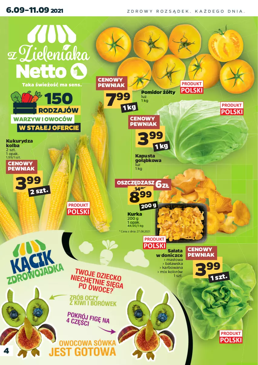 Gazetka promocyjna Netto - Gazetka spożywcza - ważna 06.09 do 11.09.2021 - strona 4 - produkty: Kukurydza, Masło, Sałat