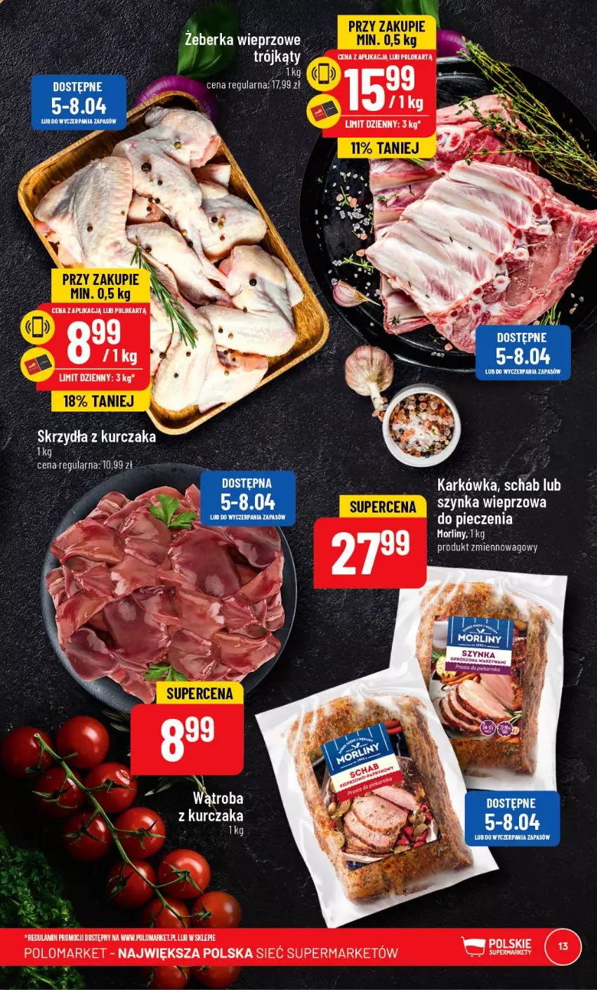 Gazetka promocyjna PoloMarket - Gazetka pomocyjna - ważna 05.04 do 11.04.2023 - strona 13 - produkty: Morliny, Piec, Szynka, Szynka wieprzowa, Zlew