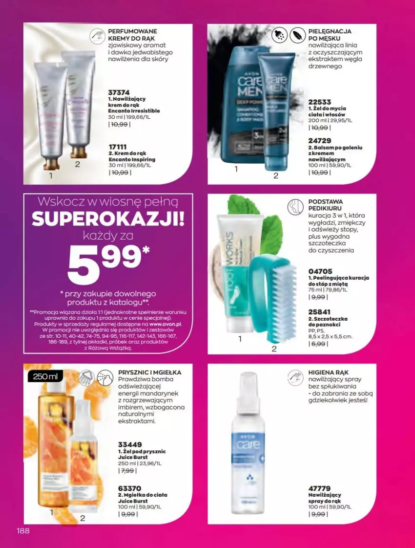 Gazetka promocyjna Avon - Katalog Avon 4/2022 kampania kwiecień - ważna 01.04 do 30.04.2022 - strona 188 - produkty: Balsam po goleniu, Imbir, Koc, Krem do rąk, Peeling, Perfum, Szczoteczka, Top