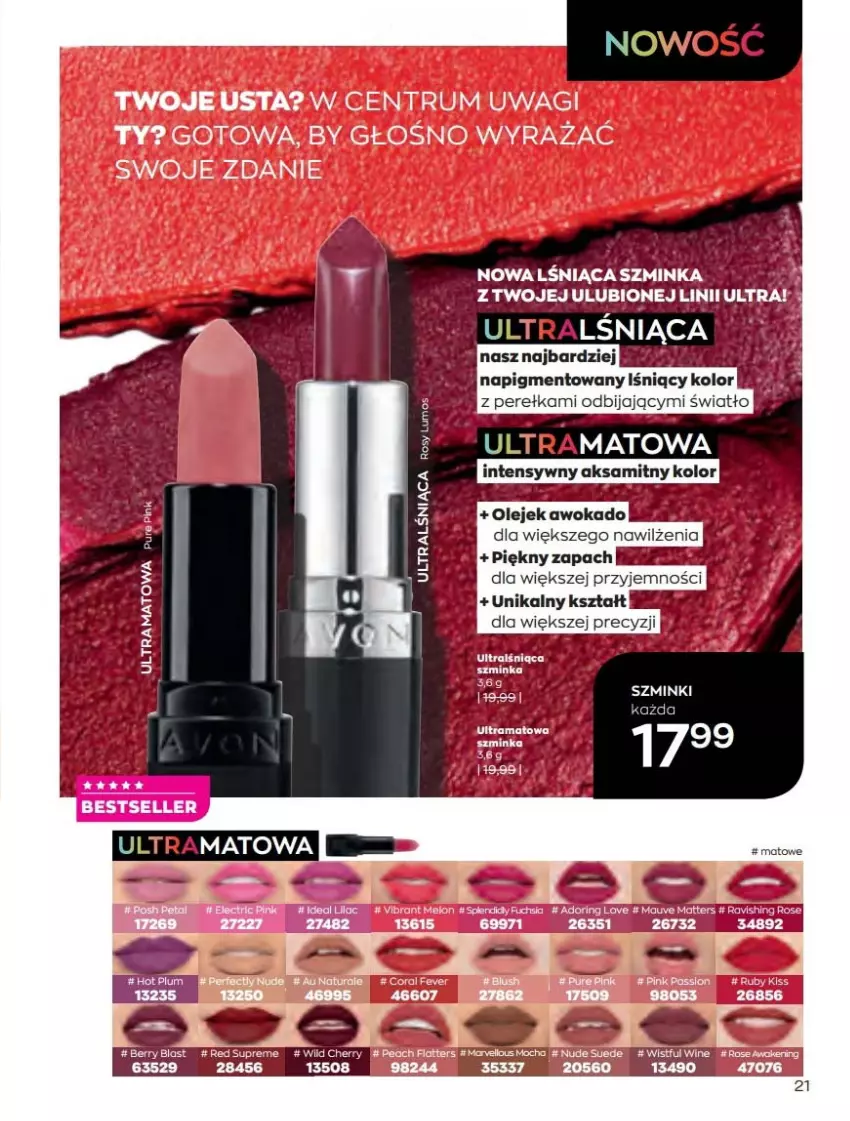 Gazetka promocyjna Avon - Katalog Avon 4/2022 kampania kwiecień - ważna 01.04 do 30.04.2022 - strona 21 - produkty: Aksam, Fa, Gin, Inka, Olej, Pur, Rama, Rum, Szminka, Wagi