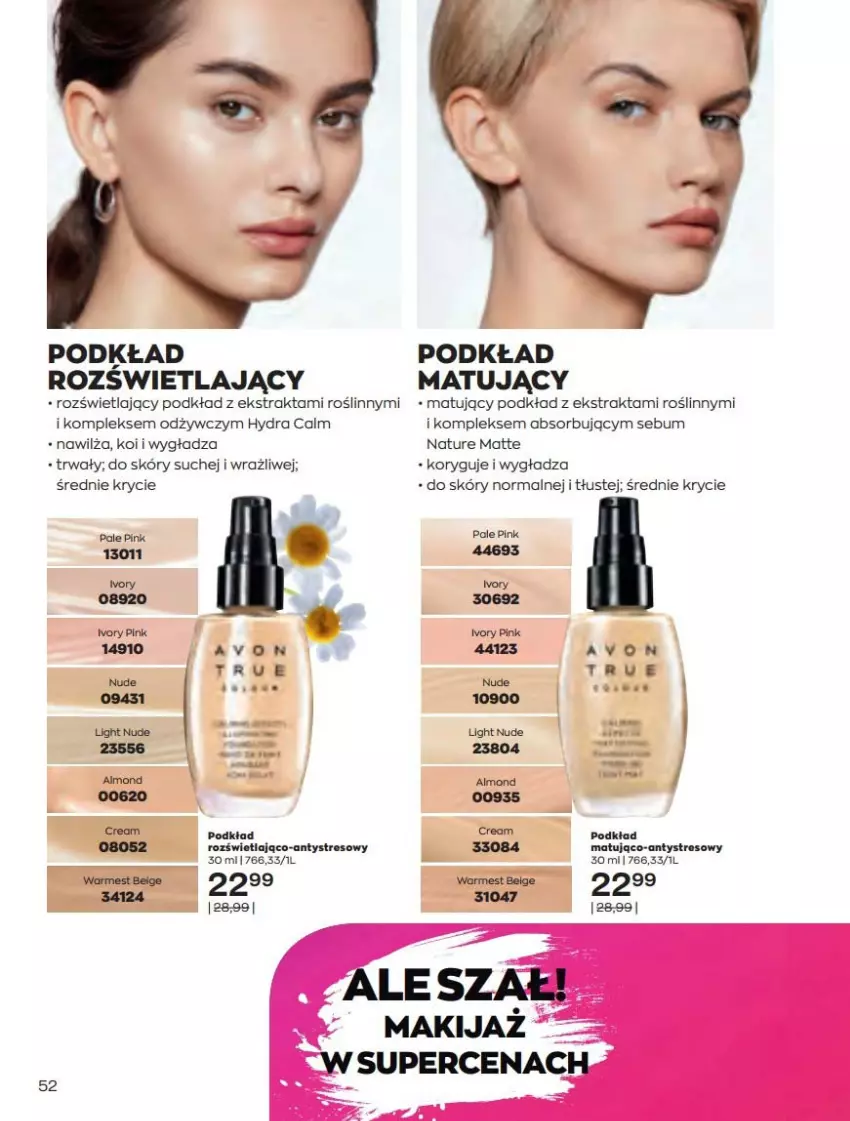 Gazetka promocyjna Avon - Katalog Avon 4/2022 kampania kwiecień - ważna 01.04 do 30.04.2022 - strona 52 - produkty: Makijaż, Podkład, Podkład matujący