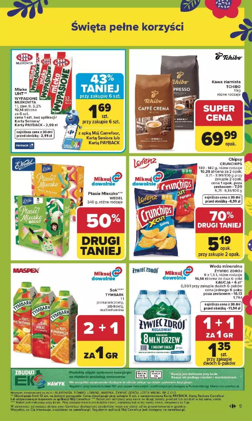 Gazetka promocyjna Carrefour - Gazetka Carrefour, Market od poniedziałku! - ważna 30.03 do 04.04.2026 - strona 11 - produkty: Chipsy, Crunchips, Fa, Kawa, Kawa ziarnista, Lorenz, Mleko, Mlekovita, Sok, Tchibo, Tymbark, Woda, Woda mineralna