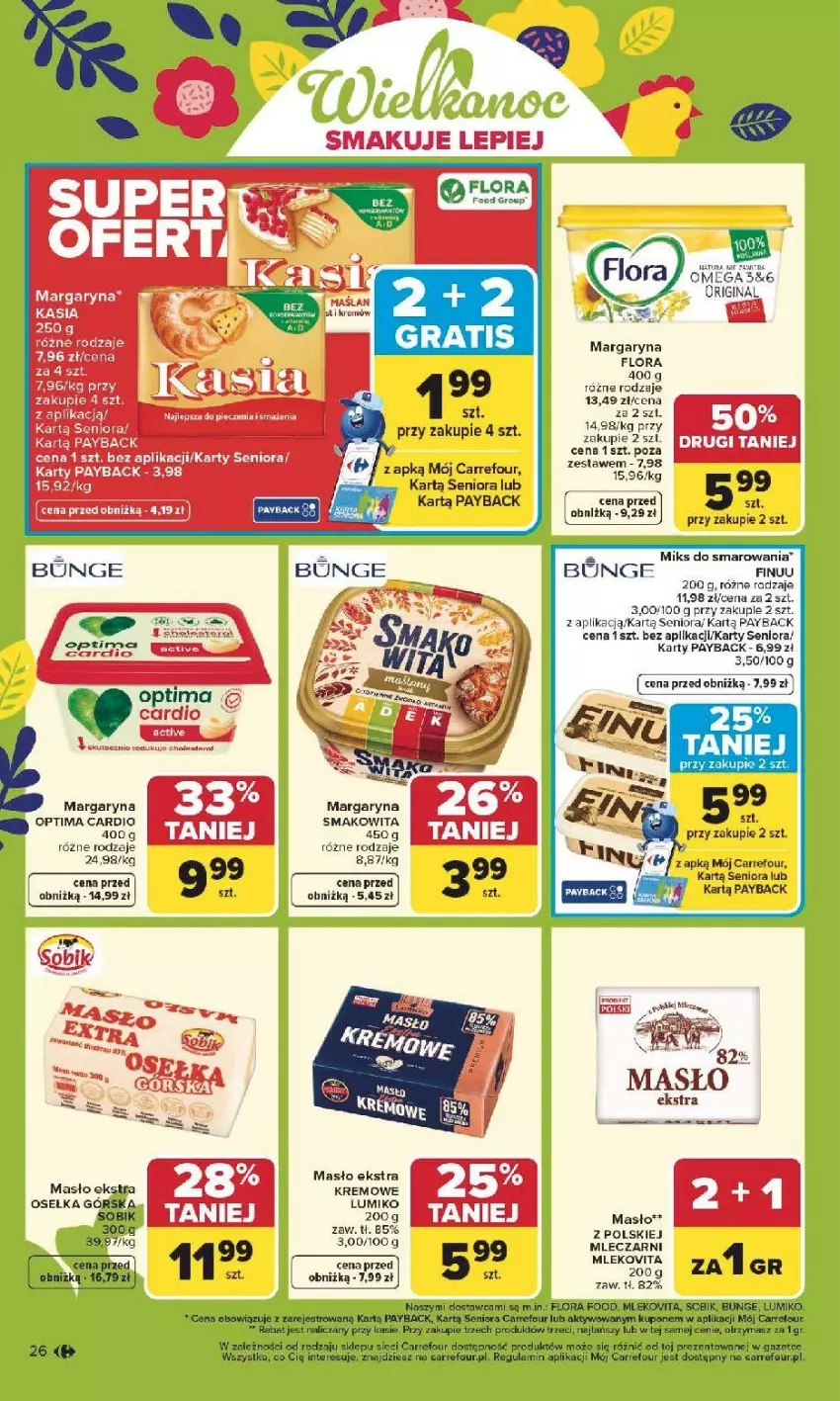 Gazetka promocyjna Carrefour - Gazetka Carrefour, Market od poniedziałku! - ważna 30.03 do 04.04.2026 - strona 28 - produkty: Fa, Finuu, Flora, Gin, Margaryna, Masło, Mleko, Optima, Optima Cardio, Piec, Smakowita