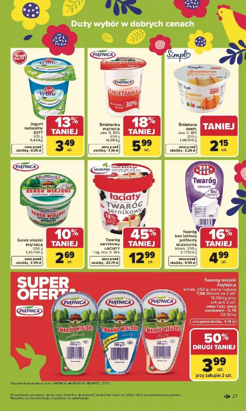 Gazetka promocyjna Carrefour - Gazetka Carrefour, Market od poniedziałku! - ważna 30.03 do 04.04.2026 - strona 29 - produkty: Mleko, Mlekovita, Piątnica, Ser, Serek, Serek wiejski, Twaróg, Twaróg półtłusty, Zott