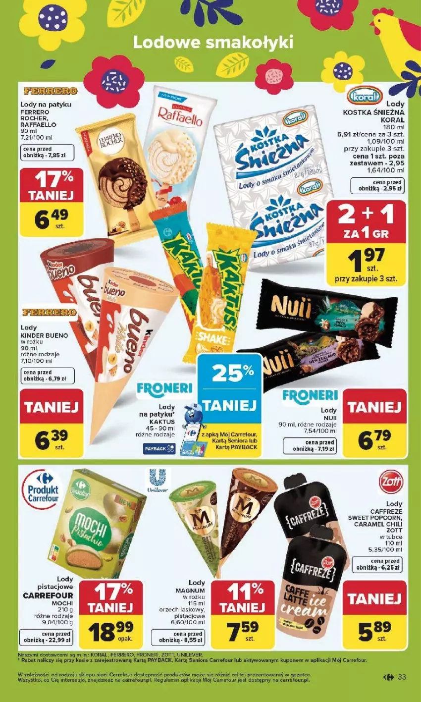 Gazetka promocyjna Carrefour - Gazetka Carrefour, Market od poniedziałku! - ważna 30.03 do 04.04.2026 - strona 35 - produkty: Fa, Ferrero, Kaktus, Kinder, Kinder Bueno, Lody, Popcorn, Raffaello, Zott