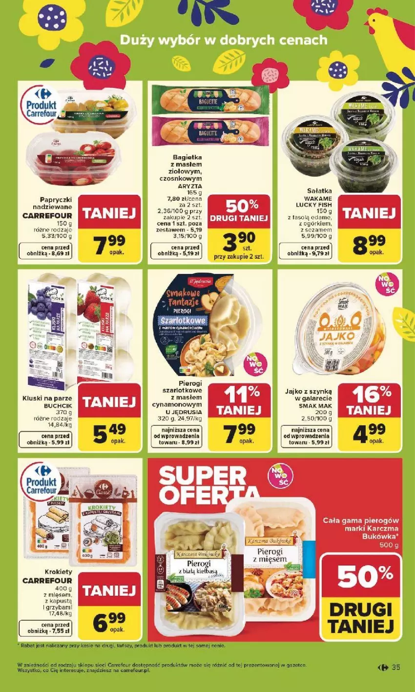 Gazetka promocyjna Carrefour - Gazetka Carrefour, Market od poniedziałku! - ważna 30.03 do 04.04.2026 - strona 37 - produkty: Bagietka, Edam, Gala, Kapustą, Kluski na parze, Krokiety, Papryczki nadziewane, Pierogi, Sałat, Sałatka