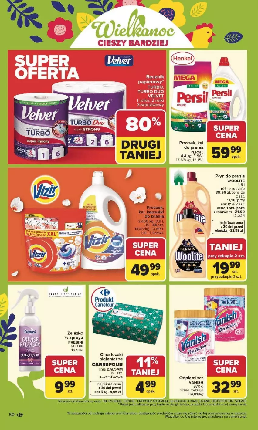 Gazetka promocyjna Carrefour - Gazetka Carrefour, Market od poniedziałku! - ważna 30.03 do 04.04.2026 - strona 52 - produkty: Chusteczki, Papier, Persil, Płyn do prania, Por, Rolki, Velvet