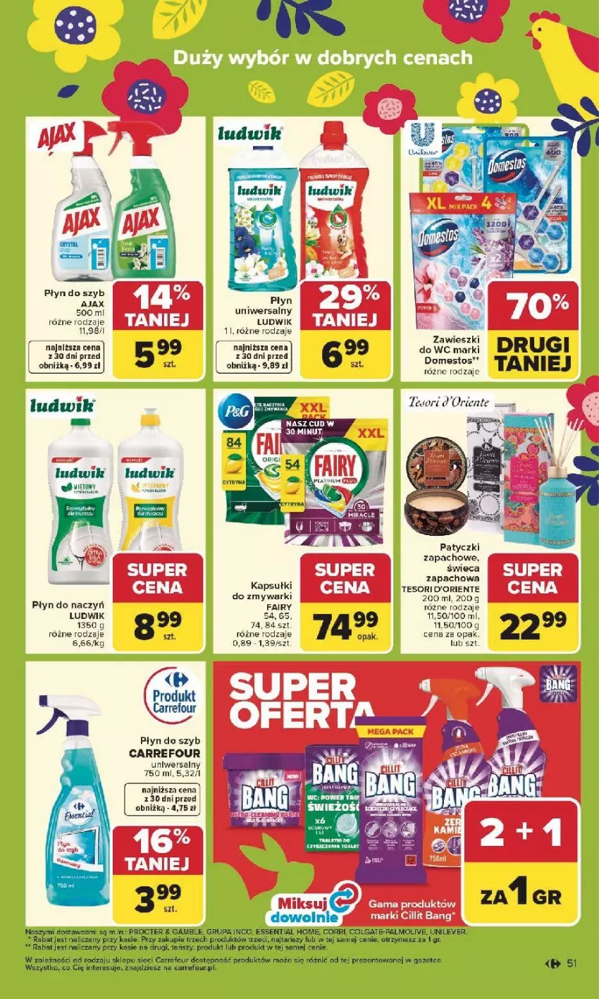 Gazetka promocyjna Carrefour - Gazetka Carrefour, Market od poniedziałku! - ważna 30.03 do 04.04.2026 - strona 53 - produkty: Ajax, Colgate, Domestos, Fa, Fairy, LG, Ludwik, Palmolive, Płyn do szyb, Zawieszki, Zmywarki