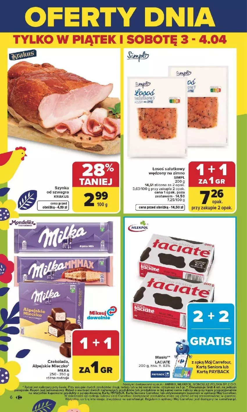 Gazetka promocyjna Carrefour - Gazetka Carrefour, Market od poniedziałku! - ważna 30.03 do 04.04.2026 - strona 8 - produkty: Fa, Gra, Krakus, Miecz, Milka, Sałat, Szynka