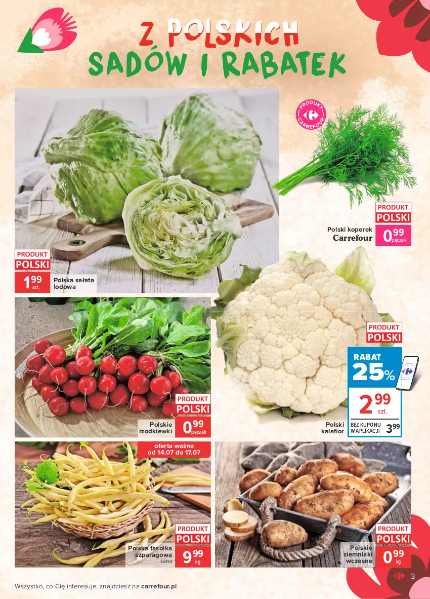 Gazetka promocyjna Carrefour - Gazetka  Znane, lubiane i z POLSKI - ważna 12.07 do 19.07.2021 - strona 3 - produkty: Fa, Sałat, Sałata lodowa, Ziemniaki