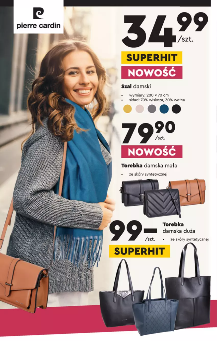 Gazetka promocyjna Biedronka - Okazje tygodnia - ważna 13.09 do 30.09.2021 - strona 24 - produkty: Pierre Cardin, Szal, Torebka, Wełna