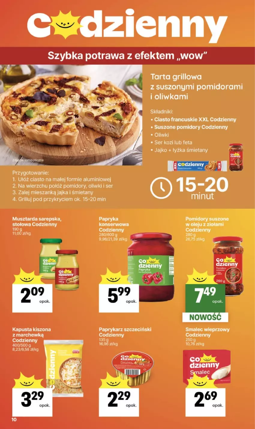 Gazetka promocyjna Delikatesy Centrum - Franczyza DC18 Czwartek - ważna 30.04 do 06.05.2026 - strona 10 - produkty: Ciasto francuskie, Feta, Grill, Mus, Musztarda, Olej, Oliwki, Papryka, Paprykarz, Paprykarz szczeciński, Pomidory, Ser, Ser kozi, Smalec, Suszone pomidory, Tarta