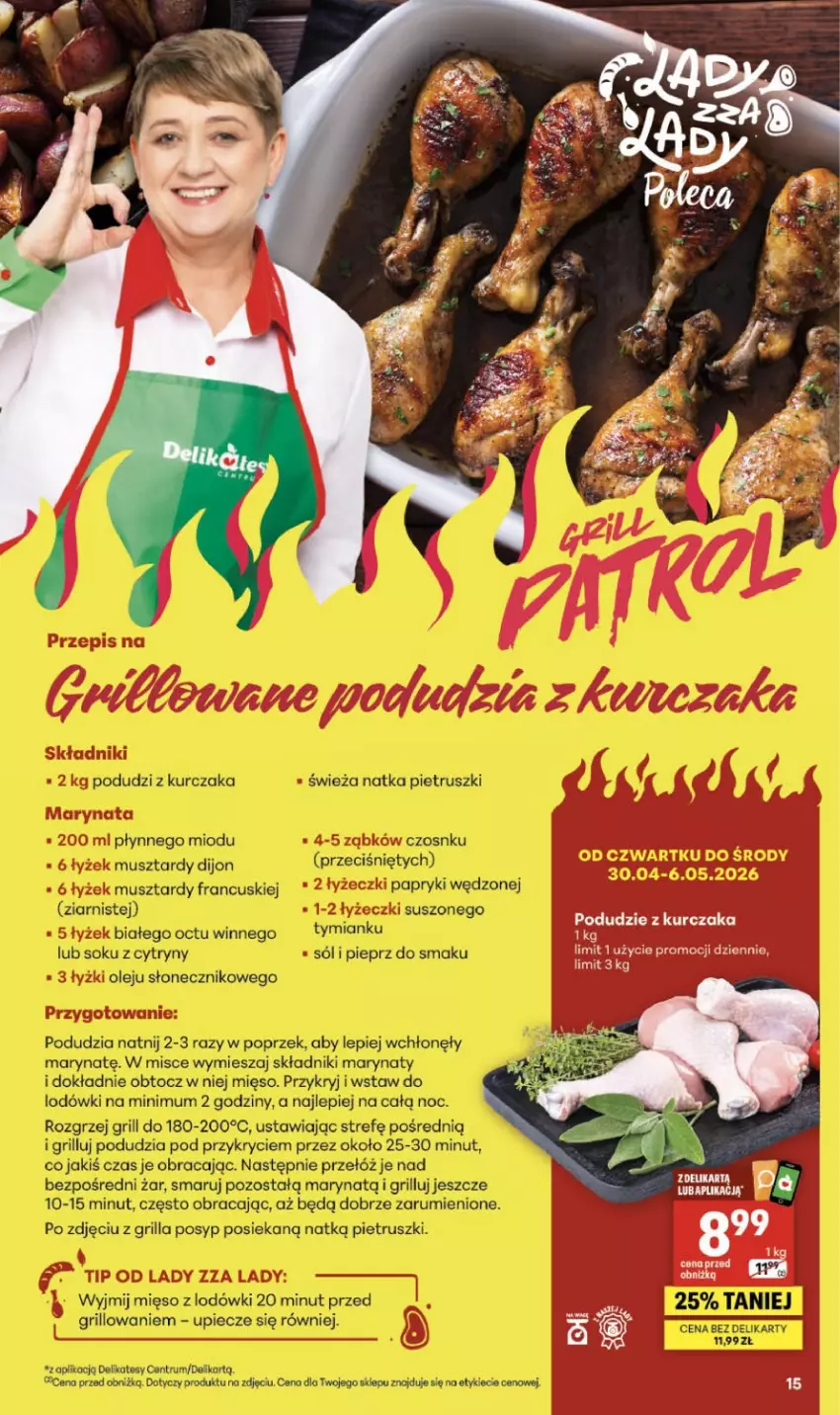 Gazetka promocyjna Delikatesy Centrum - Franczyza DC18 Czwartek - ważna 30.04 do 06.05.2026 - strona 15 - produkty: Kurczak, LG, Podudzie z kurczaka