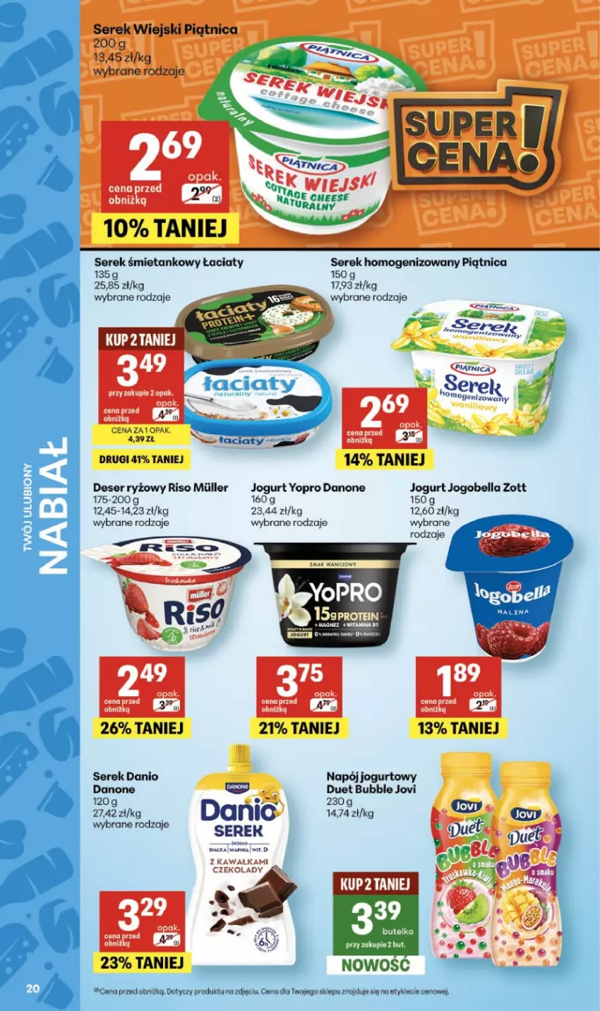 Gazetka promocyjna Delikatesy Centrum - Franczyza DC18 Czwartek - ważna 30.04 do 06.05.2026 - strona 20 - produkty: Bell, Bella, Danio, Danone, Deser, Jogobella, Jogurt, Kawa, Napój, Napój jogurtowy, Piątnica, Ryż, Ser, Serek, Serek homogenizowany, Serek wiejski, Zott
