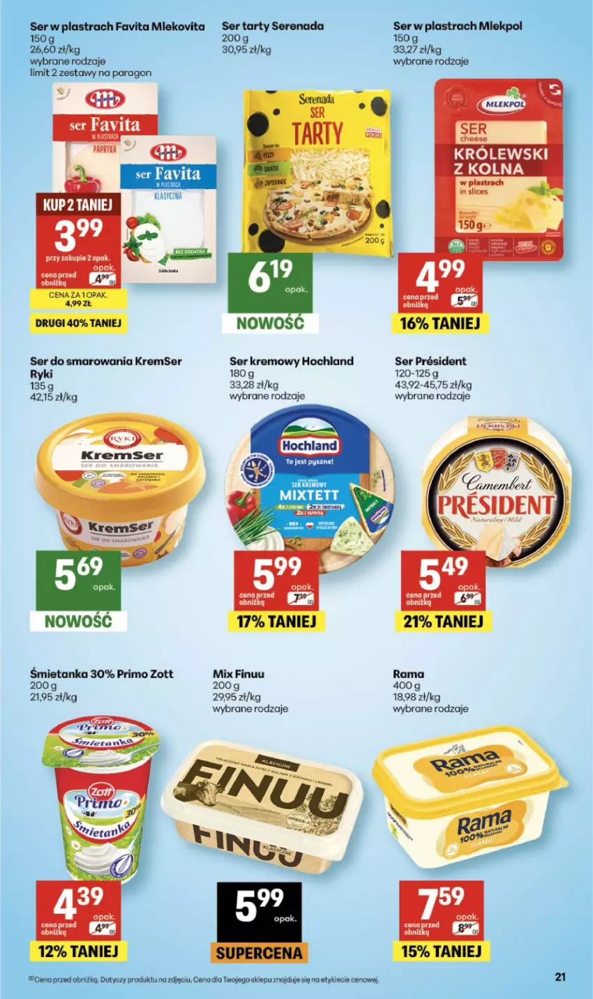 Gazetka promocyjna Delikatesy Centrum - Franczyza DC18 Czwartek - ważna 30.04 do 06.05.2026 - strona 21 - produkty: Fa, Favita, Finuu, Hochland, Królewski, Mleko, Mlekovita, Rama, Ser, Zott