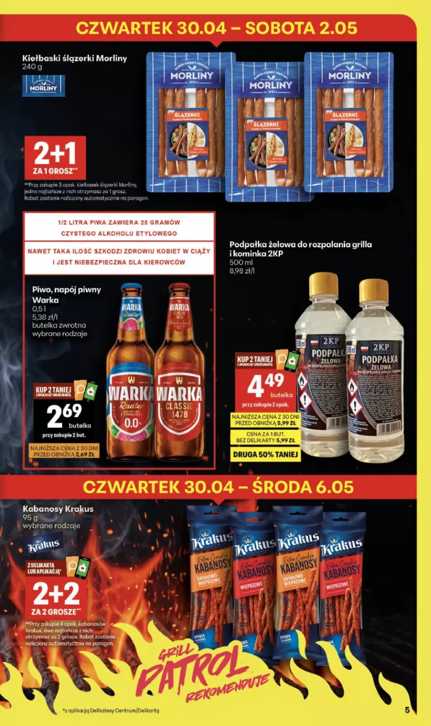 Gazetka promocyjna Delikatesy Centrum - Franczyza DC18 Czwartek - ważna 30.04 do 06.05.2026 - strona 5 - produkty: Gra, Grill, Inka, Kabanos, KOBO, Krakus, Morliny, Piec, Piwa, Rum, Warka