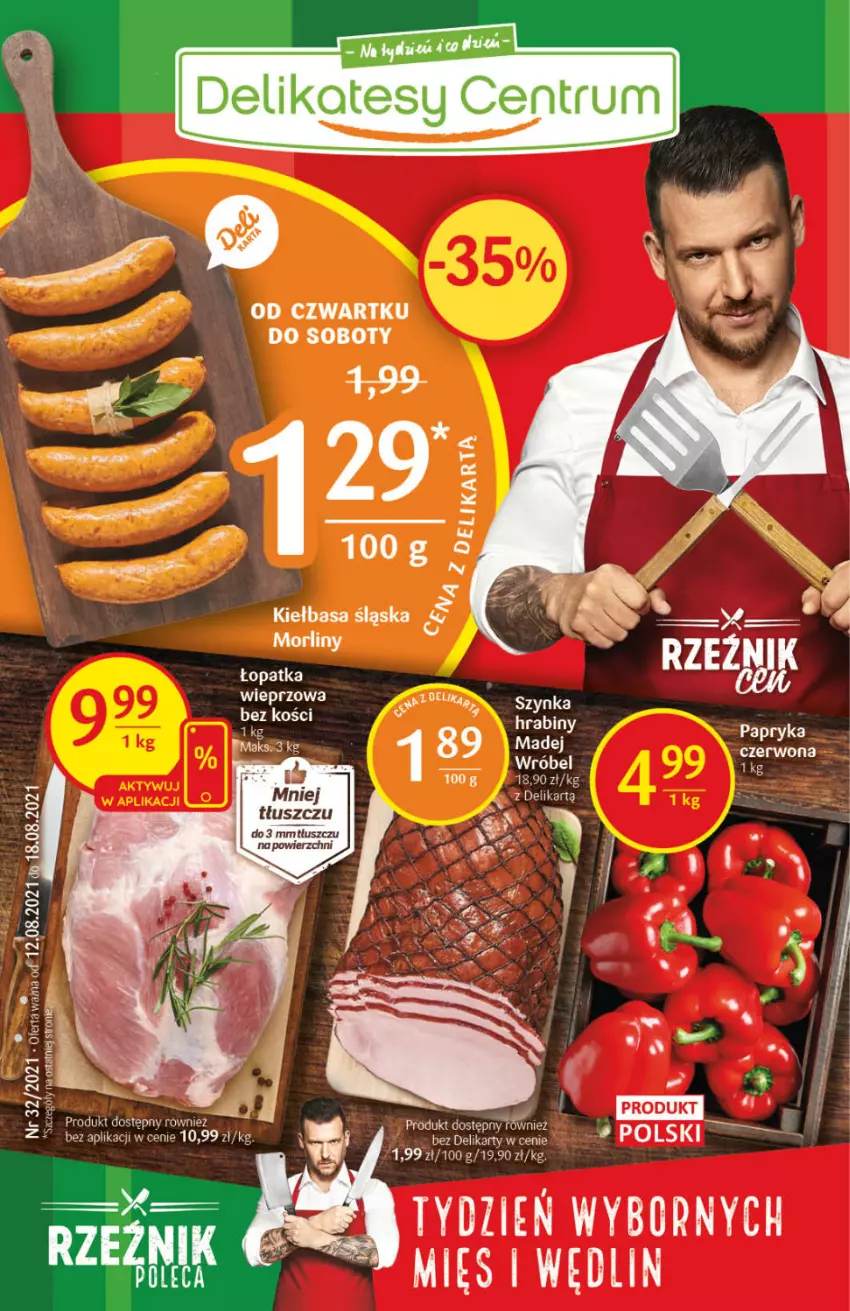 Gazetka promocyjna Delikatesy Centrum - Gazetka Delikatesy Centrum - ważna 12.08 do 18.08.2021 - strona 1 - produkty: Kiełbasa, Kiełbasa śląska, Papryka, Rum