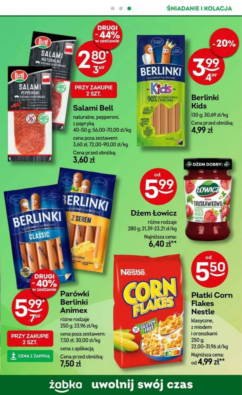 Gazetka promocyjna Żabka - ważna 08.05 do 21.05.2024 - strona 40 - produkty: Bell, Berlinki, Corn flakes, Dżem, Salami