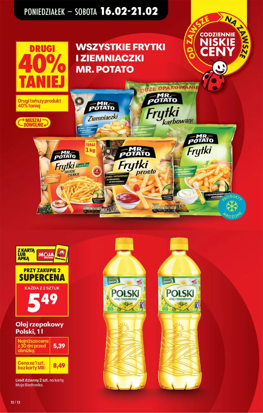 Gazetka promocyjna Biedronka - Gazetka - ważna 16.02 do 23.02.2026 - strona 14 - produkty: Frytki, Olej, Olej rzepakowy