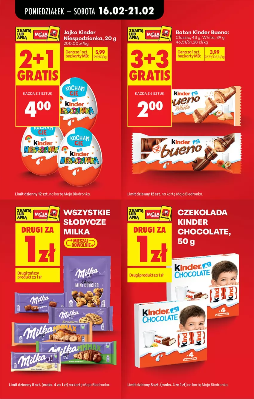 Gazetka promocyjna Biedronka - Gazetka - ważna 16.02 do 23.02.2026 - strona 17 - produkty: Baton, Kinder, Kinder Bueno