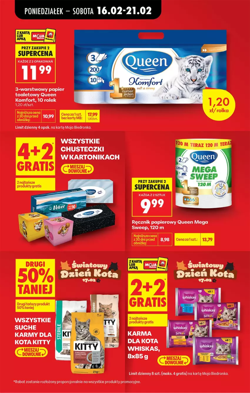 Gazetka promocyjna Biedronka - Gazetka - ważna 16.02 do 23.02.2026 - strona 21 - produkty: Chusteczki, Gra, Papier, Papier toaletowy, Por, Ręcznik, Tonik, Whiskas