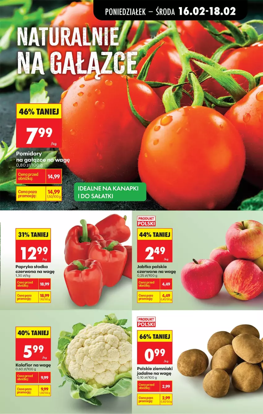 Gazetka promocyjna Biedronka - Gazetka - ważna 16.02 do 23.02.2026 - strona 23 - produkty: Kalafior, Papryka, Papryka słodka, Pomidory, Sałat, Ziemniaki
