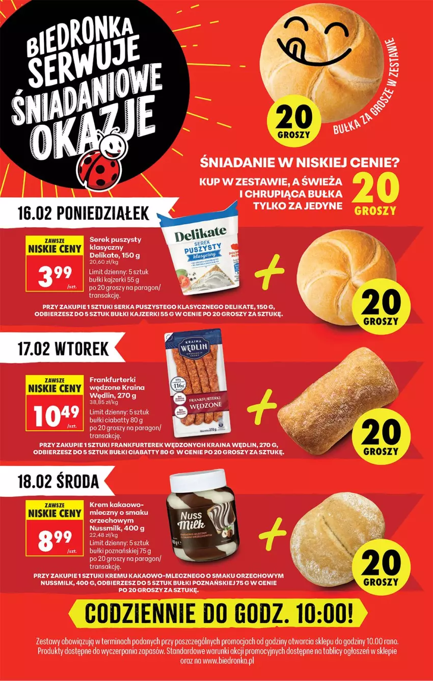 Gazetka promocyjna Biedronka - Gazetka - ważna 16.02 do 23.02.2026 - strona 5 - produkty: Bułka, Frankfurterki, Kakao, Ser, Tran