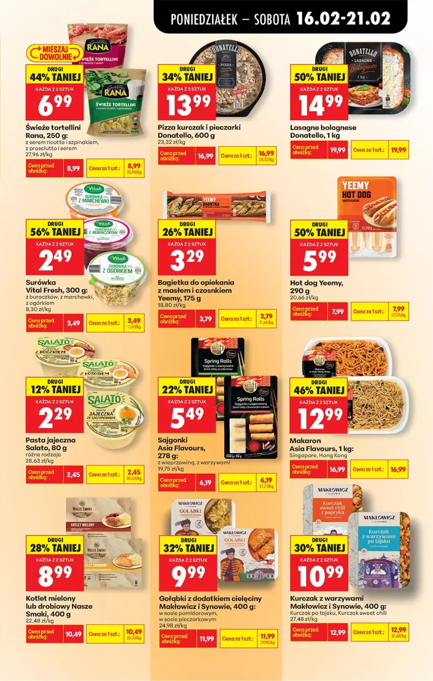 Gazetka promocyjna Biedronka - Gazetka - ważna 16.02 do 23.02.2026 - strona 51 - produkty: Bagietka, Hot dog, Kotlet, Kurczak, Lasagne, Lasagne bolognese, Makaron, Piec, Pizza, Por, Prosciutto, Ricotta, Sajgonki, Ser, Sos, Surówka, Szpinak, Warzywa