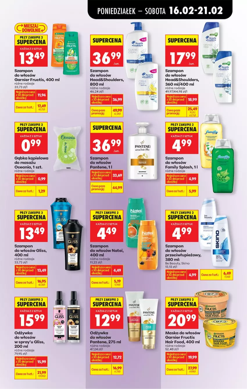 Gazetka promocyjna Biedronka - Gazetka - ważna 16.02 do 23.02.2026 - strona 69 - produkty: Be Be, Fa, Fructis, Garnier, Maska, Maska do włosów, Odżywka, Orbit, Pantene, Szampon