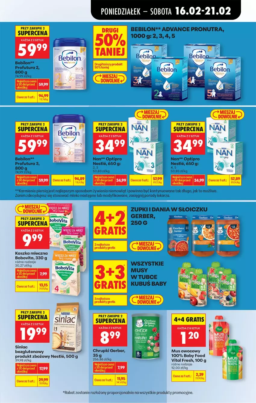 Gazetka promocyjna Biedronka - Gazetka - ważna 16.02 do 23.02.2026 - strona 73 - produkty: BEBILON, BoboVita, Chrupki, Gerber, Gra, Karmi, LG, Mleko, Mus, O nas, Por, Sinlac, Top