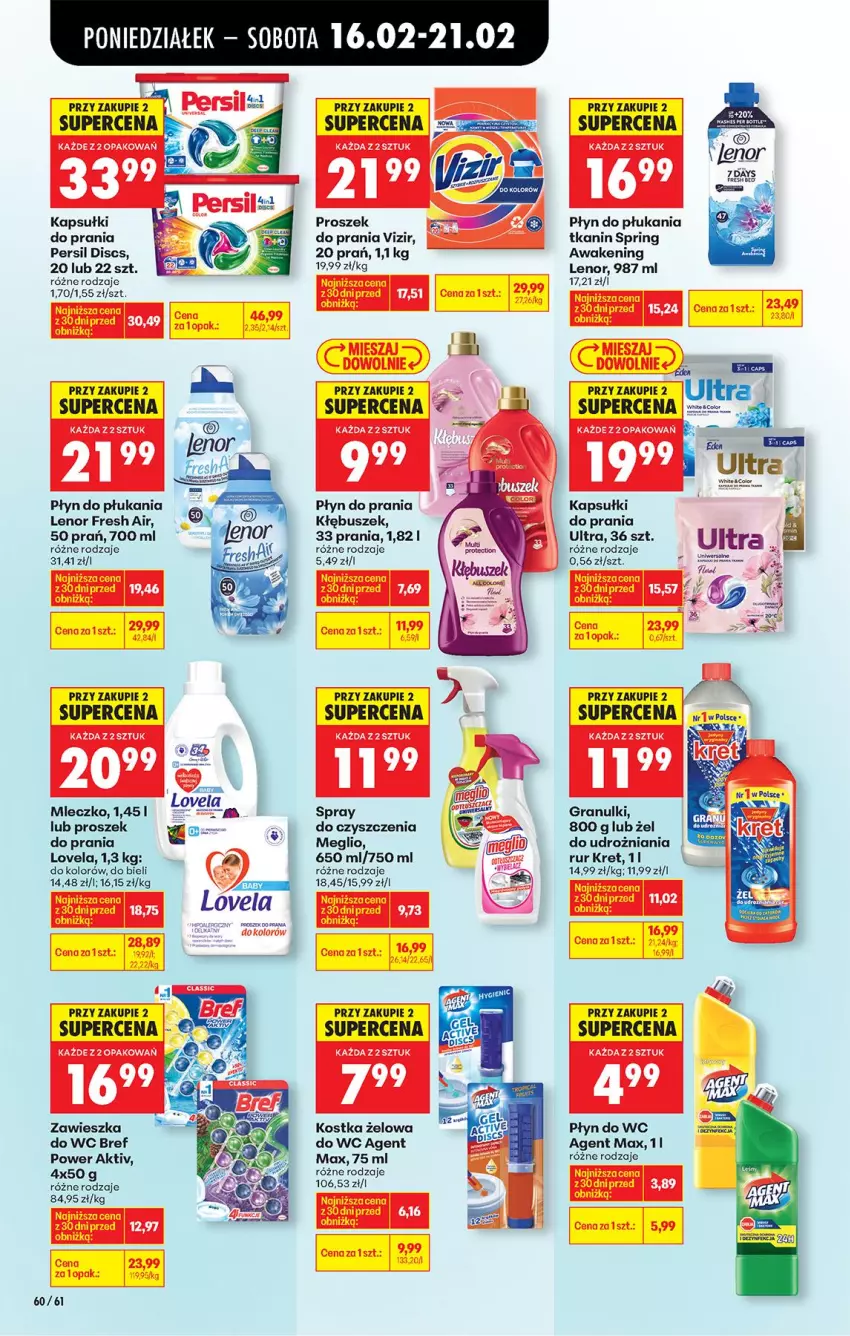 Gazetka promocyjna Biedronka - Gazetka - ważna 16.02 do 23.02.2026 - strona 74 - produkty: Bref, Gra, Kret, Lenor, Lovela, Mleczko, Persil, Płyn do płukania, Płyn do prania, Płyn do wc, Vizir