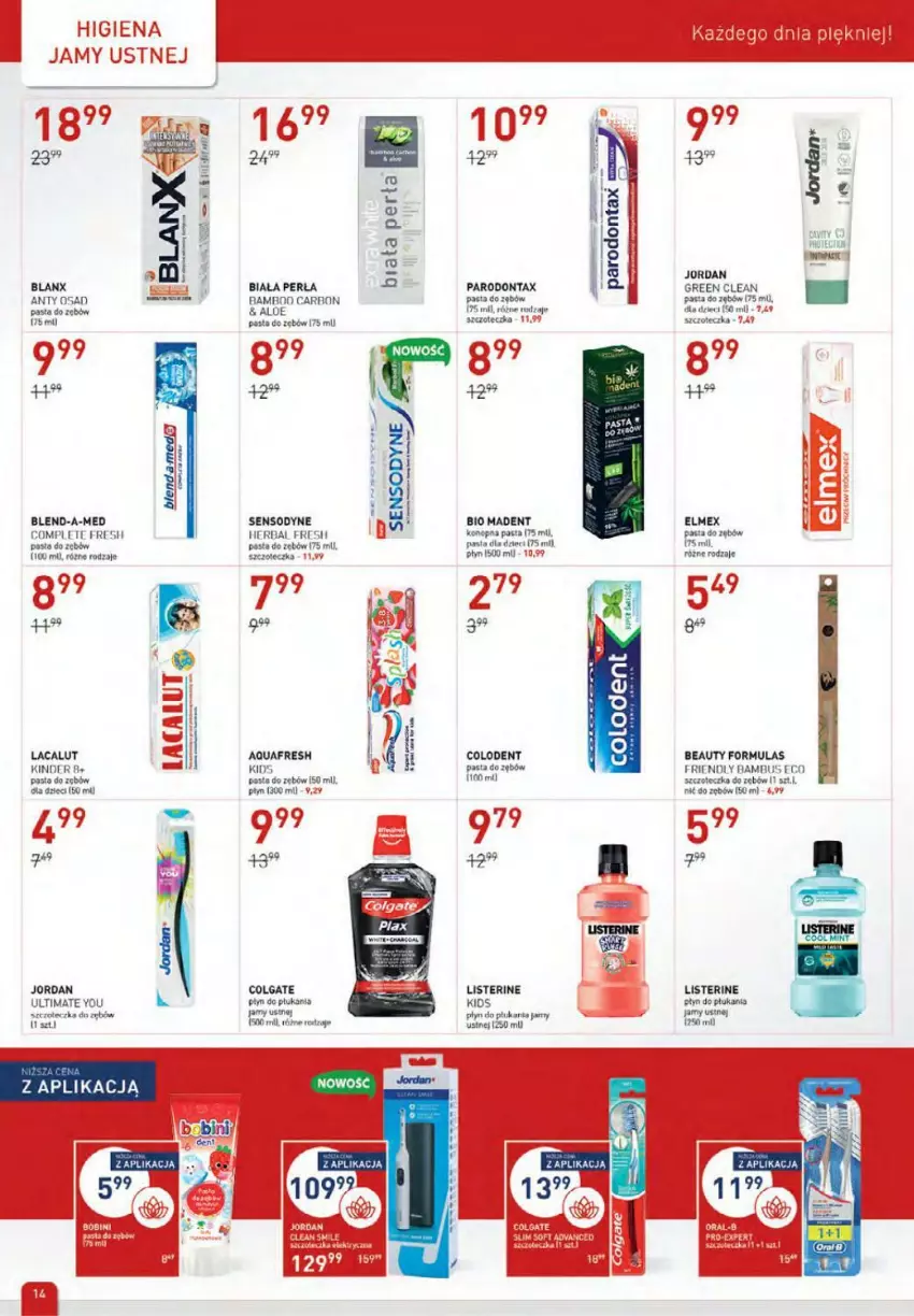 Gazetka promocyjna Drogerie Jawa - ważna 04.11 do 01.12.2021 - strona 14 - produkty: Aquafresh, Blend-a-Med, Colgate, Dzieci, Elmex, Higiena jamy ustnej, Kinder, Lacalut, LG, Listerine, Parodontax, Pasta do zębów, Perła, Sensodyne