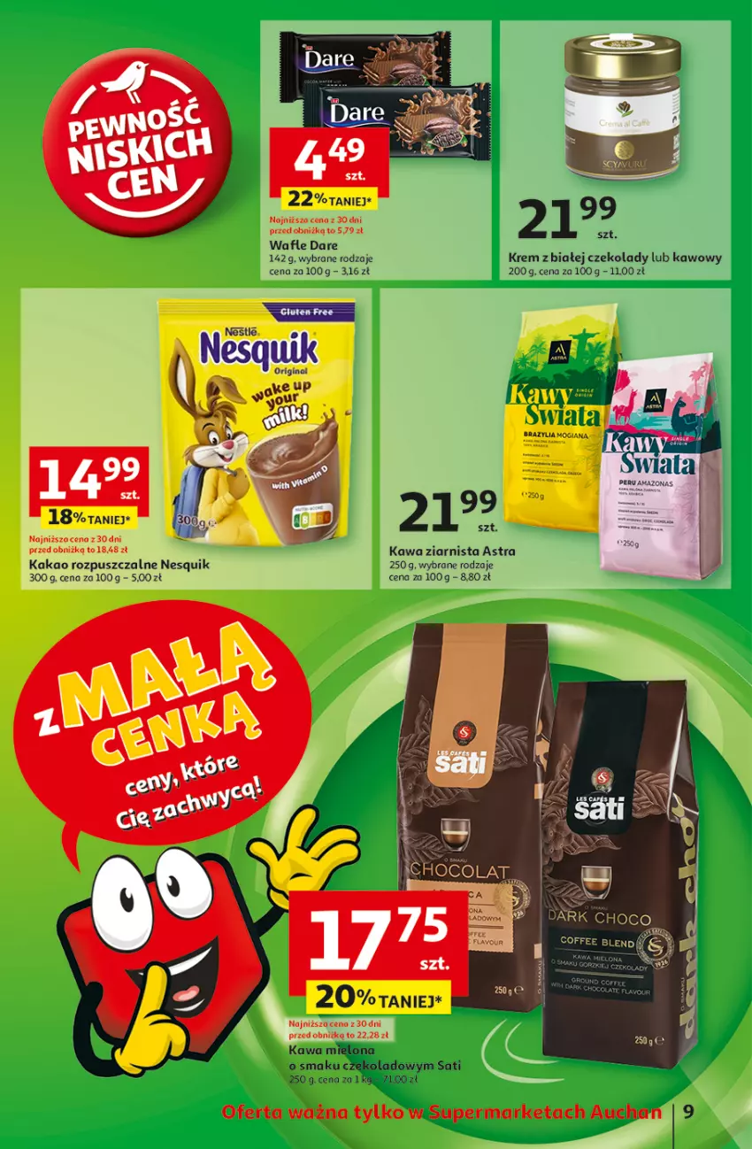 Gazetka promocyjna Auchan - Pewność Niskich Cen Supermarket - ważna 13.03 do 19.03.2025 - strona 11 - produkty: Gin, Kakao, Kawa, Kawa mielona, Kawa ziarnista, Nesquik, Sati, Wafle