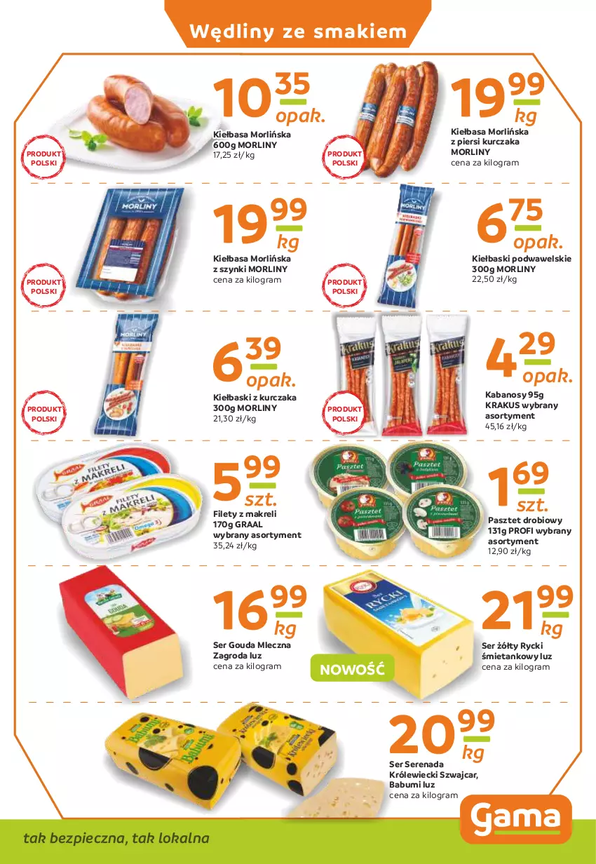 Gazetka promocyjna Gama - Gazetka Gama - ważna 10.06 do 21.06.2021 - strona 3 - produkty: Gouda, Gra, Graal, Kabanos, Kiełbasa, Krakus, Kurczak, Morliny, Pasztet, Piec, Ser, Wawel