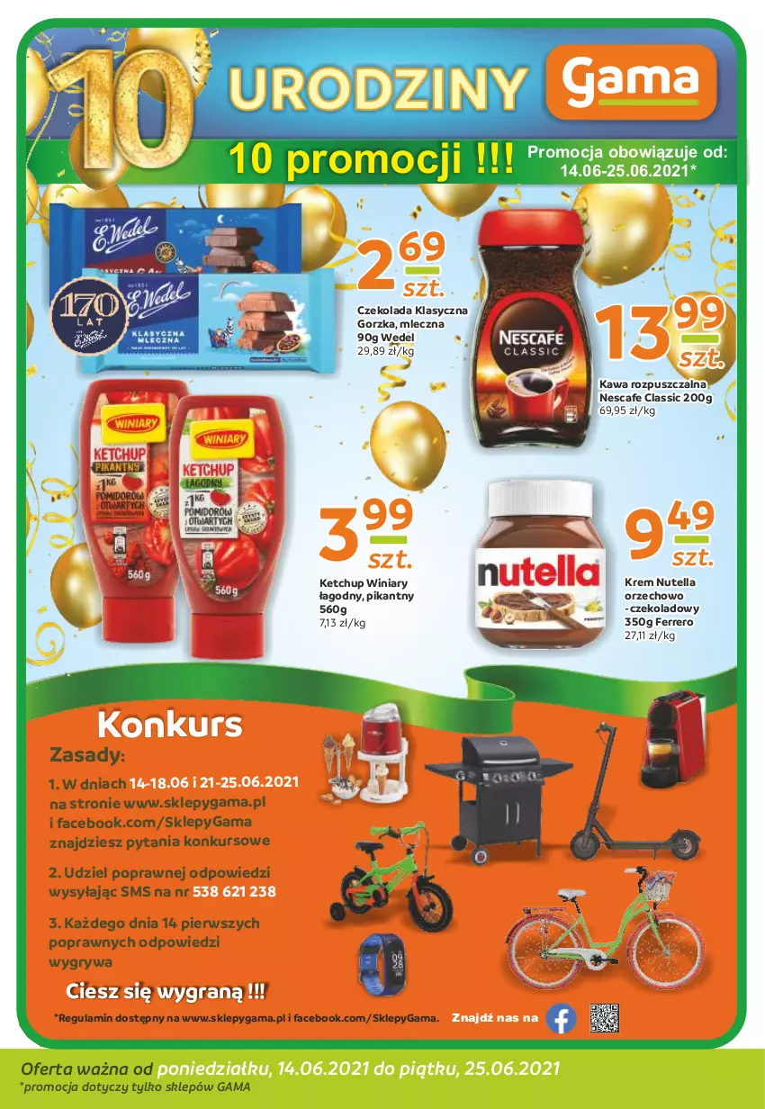 Gazetka promocyjna Gama - Gazetka Gama - ważna 10.06 do 21.06.2021 - strona 4 - produkty: Czekolada, Fa, Ferrero, Gra, Gry, Kawa, Kawa rozpuszczalna, Ketchup, Nutella, Winiary