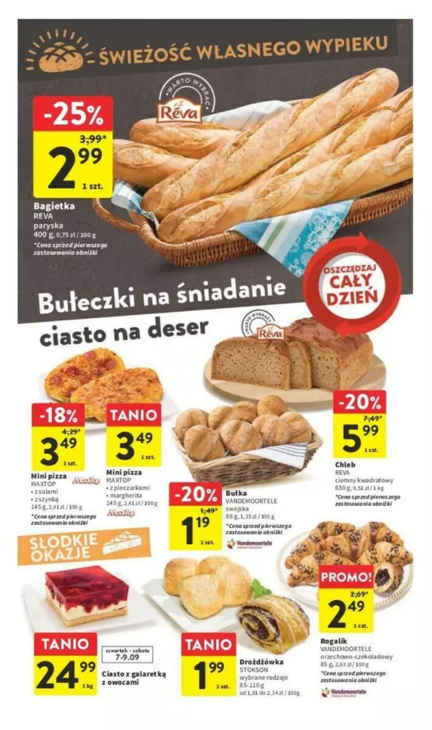 Gazetka promocyjna Intermarche - ważna 07.09 do 13.09.2023 - strona 15 - produkty: Bagietka, Bułka, Chleb, Gala, Piec, Pieczarka, Pizza, Rogal, Top