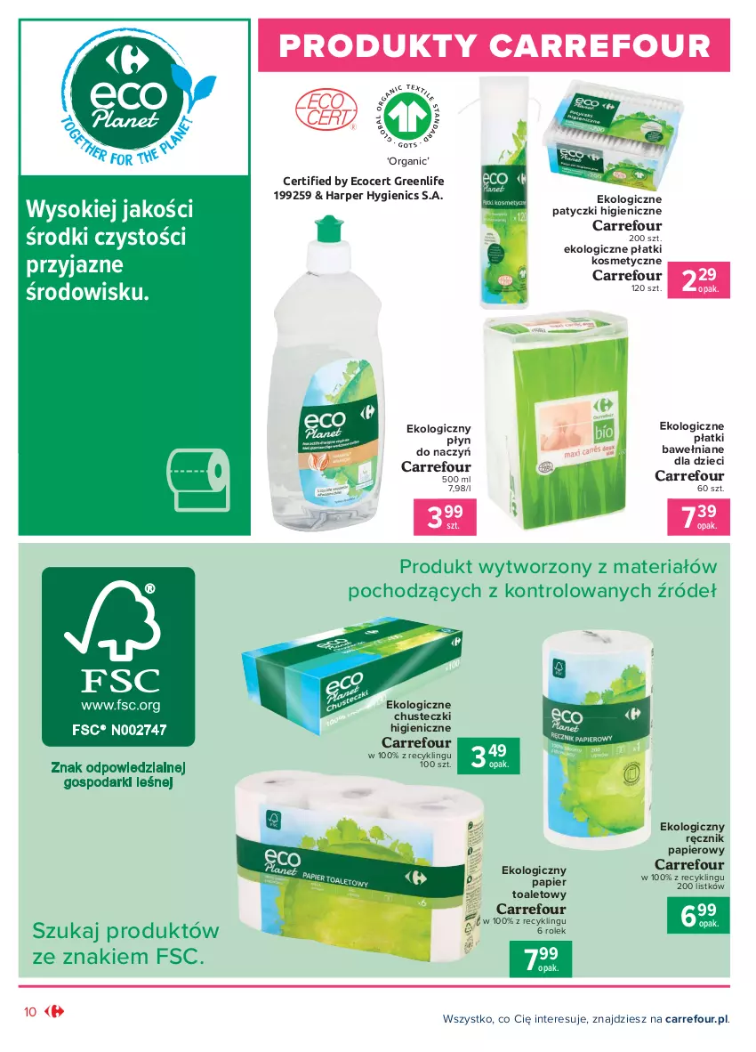 Gazetka promocyjna Carrefour - Gazetka Produkt Carrefour - ważna 01.02 do 13.02.2021 - strona 10 - produkty: Chusteczki, Dzieci, Papier, Papier toaletowy, Płatki kosmetyczne, Ręcznik, Sok