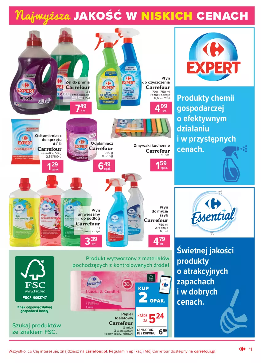 Gazetka promocyjna Carrefour - Gazetka Produkt Carrefour - ważna 01.02 do 13.02.2021 - strona 11 - produkty: Odkamieniacz, Odplamiacz, Papier, Papier toaletowy, Płyn do mycia, Zmywaki kuchenne