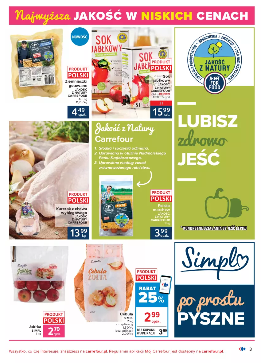 Gazetka promocyjna Carrefour - Gazetka Produkt Carrefour - ważna 01.02 do 13.02.2021 - strona 3 - produkty: Cebula, Jabłka, Kurczak, Obraz, Sok, Sok jabłkowy