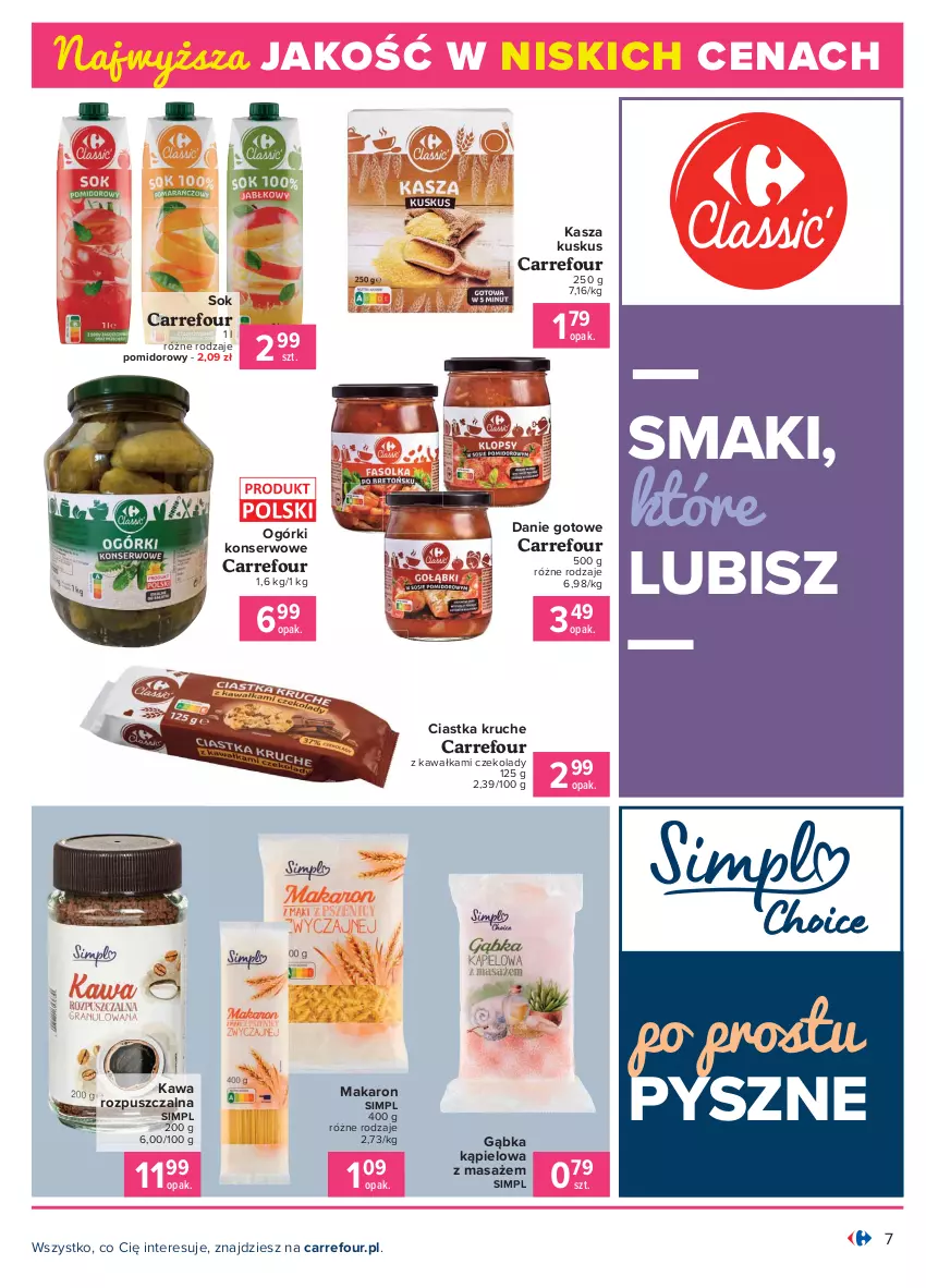 Gazetka promocyjna Carrefour - Gazetka Produkt Carrefour - ważna 01.02 do 13.02.2021 - strona 7 - produkty: Ciastka, Danie gotowe, Kasza, Kawa, Kawa rozpuszczalna, Kuskus, Makaron, Ogórki konserwowe, Ser, Sok