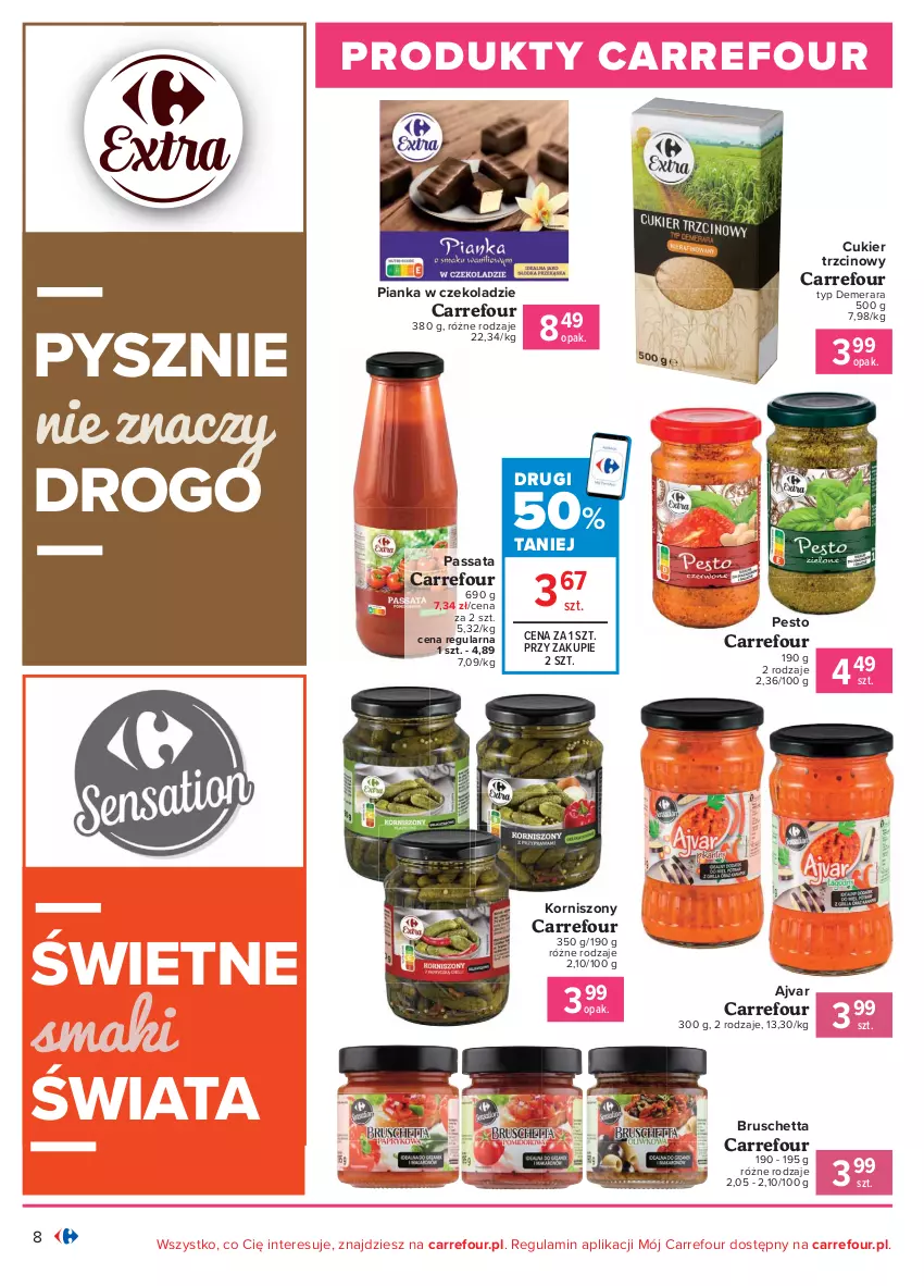 Gazetka promocyjna Carrefour - Gazetka Produkt Carrefour - ważna 01.02 do 13.02.2021 - strona 8 - produkty: Cukier, Cukier trzcinowy, Korniszony, Pesto, Pianka w czekoladzie